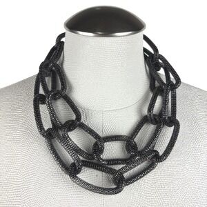 Lisa Freede Women's Black Chain Link Necklace Chunky‎ Statement Jewelry Fashion